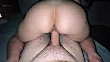 Neighbor's dick fills wife's pussy with cum