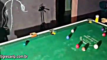 Tigresa VIP gets naughty with two dudes on pool table