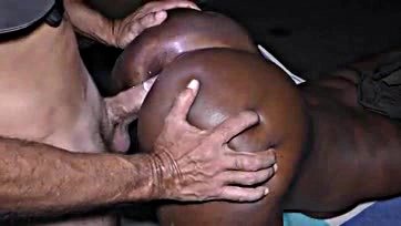 Interracial anal sex leads to creampie pleasure