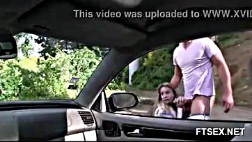 Teen girl gets brutally boned on a car