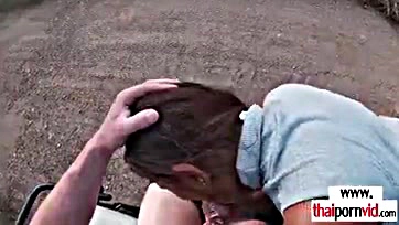 Teen girl gets screwed by large dick outdoors