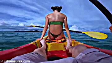 Girl gets freaky on massive cock in kayak, dude