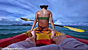 Girl gets freaky on massive cock in kayak, dude