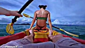 Girl gets freaky on massive cock in kayak, dude