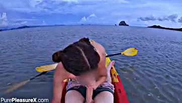 Girl gets freaky on massive cock in kayak, dude