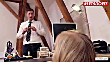 Lustful boss gets office blow job from horny secretary