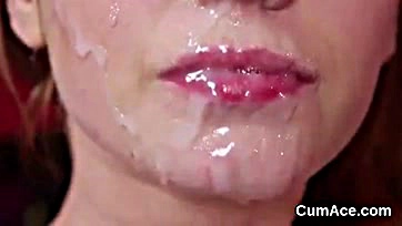 Girl swallows massive cum load, gets facial