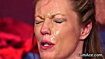 Girl swallows entire cumload on her face