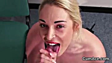 Woman swallows copious cum, gets facial ejaculation