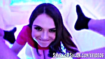 Megan Marx gives sloppy blowjobs at Swallow Salon