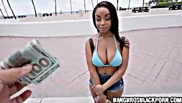 Lily Starfire gets paid to flash her ebony booty