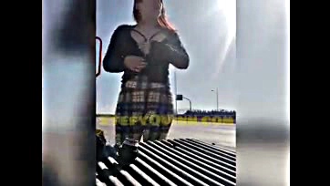 Stefy Quinn gives a rude gesture to truck driver