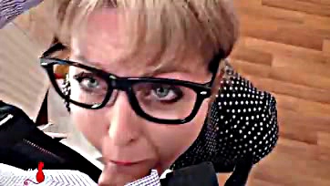 Blowjob from horny secretary to boss's massive cock