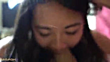 Asian girl gets throat-fucked by a guy named Andy