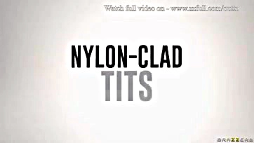 Mina Luxx's tits get nylon-clad and exposed