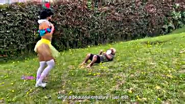 Fairy tale princess gets throat-fucked by dwarf