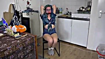 Luna Grey's teen trash gets bound, gagged, and wrapped