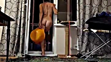 Older woman gets caught naked by her stepson on video