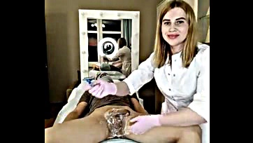 A woman shaves her vulva and anus