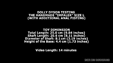 Dolly tests large handmade impaler with anal fisting