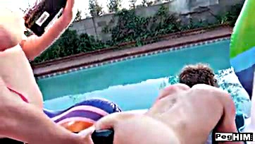 Chloe's strapon sex gets guy to cum outdoors