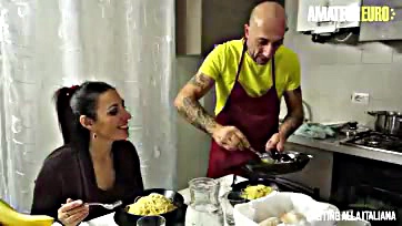 MILF gets served anal and pasta, big surprise