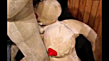 Two male dolls fuck curvy sex doll