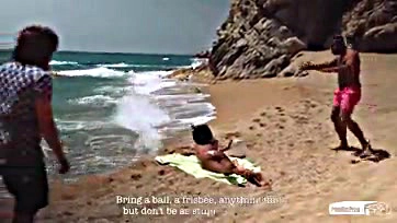 Noe Milk gets naughty on the beach, hardcore