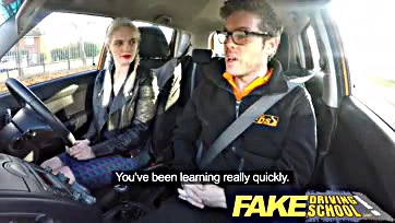 Student gets creampie and squirts after learning driving