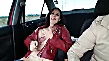 Mature Mexican woman masturbates in car, gets horny