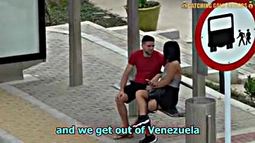 Venezuelan hooker gets rough sex on bus stop