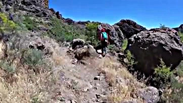 Girl pees publicly on mountain, no shame