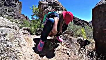 Girl pees publicly on mountain, no shame