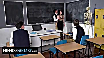 Teacher gets brutally fucked by three horny students