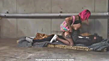 Homeless man gets extreme sex on street with Daniela