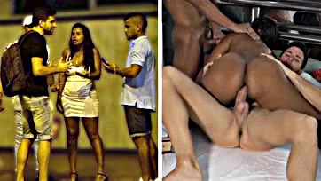 Multiple dudes bang hot Venezuelan chick in group sex