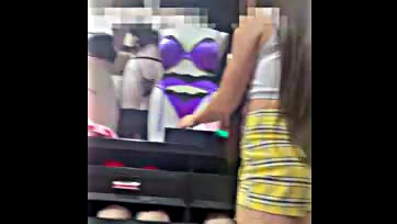 Teen girl flashes tits on street, buys lingerie