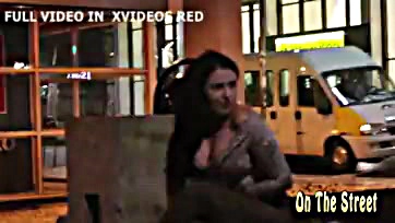 Sexy woman seduces on street, explicit video available