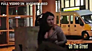 Sexy woman seduces on street, explicit video available