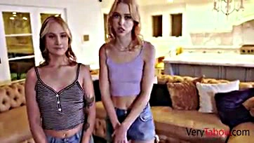 Teen sisters get brutally screwed by Chloe and Gwen