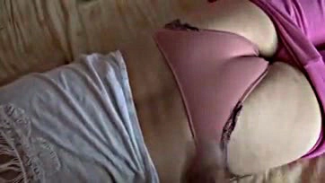 Wife's hairy pussy, tits, and ass get cumshots