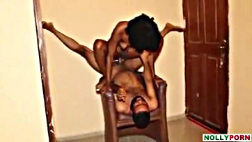 Black woman engages in intense, explicit sexual activity