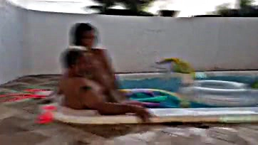 Girl's ass gets licked in pool by Kel