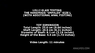 Lady tests large handmade sex toy with anal play