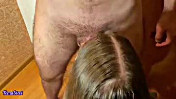 Sister sucks brother's cock, gives him a creampie