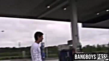 Twink receives rough anal sex at gas station