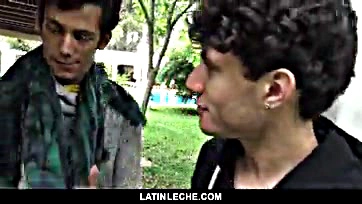 Hot Latino dude gets creampied by a stud