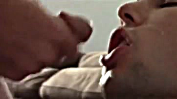 Sucking cock, getting milk in mouth