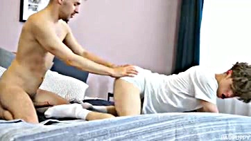 Nick bounces on Dmitry's erect cock