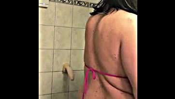 Jinna plays with dildo under shower, gets naughty